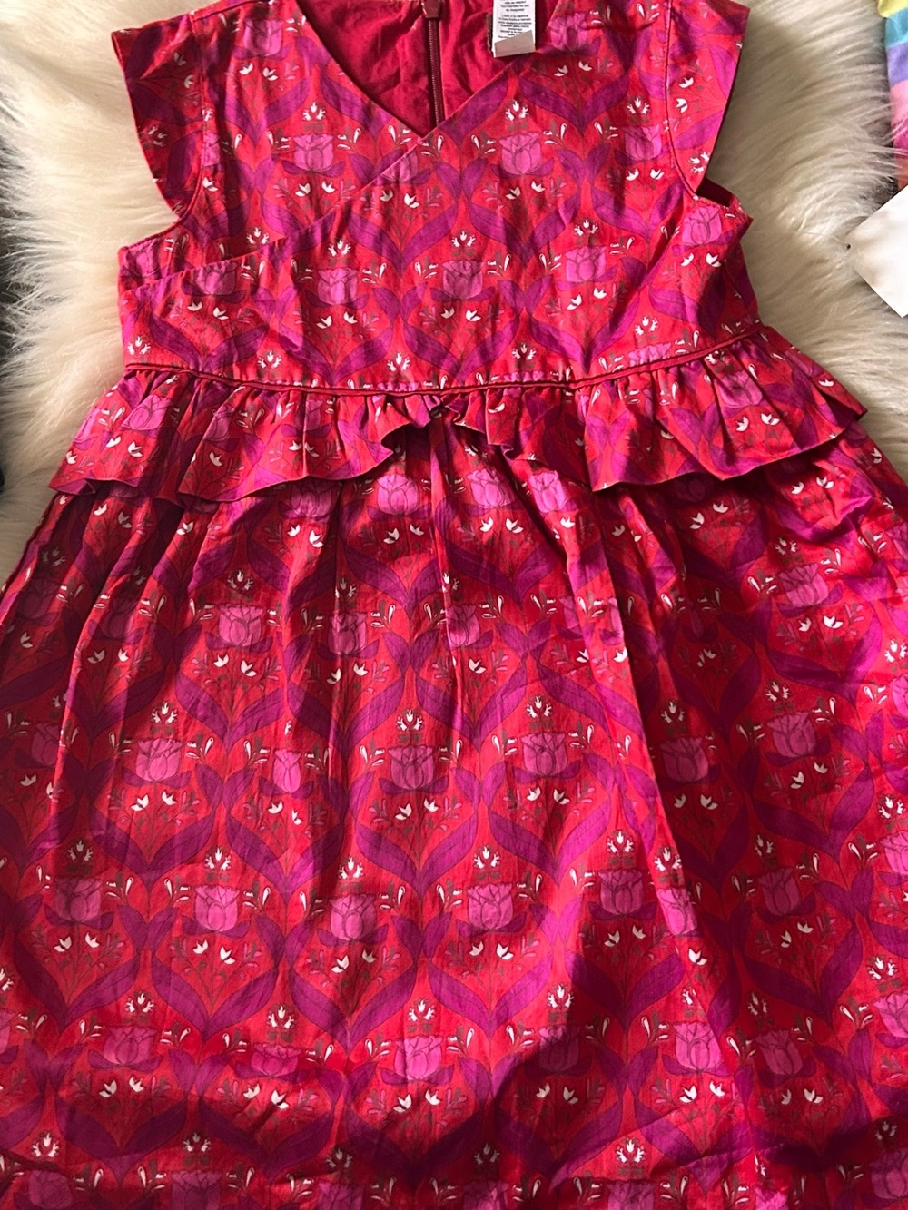 Girls' Hot Pink Floral Peplum Party Dress